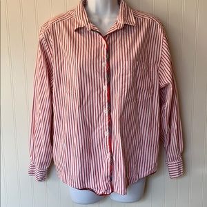 Talbots Red White Button Down Shirt Plaid Medium